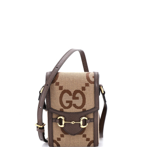 GUCCI Horsebit 1955 Crossbody Bag Jumbo GG Canvas Mini