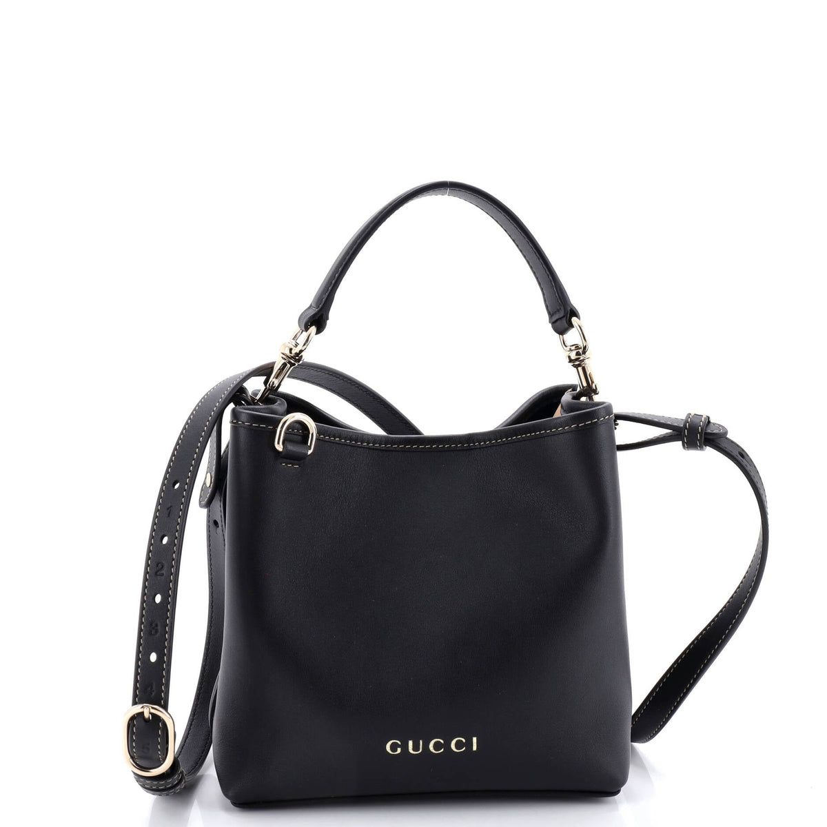 Gucci GUCCI Emblem Bucket Bag Leather Small