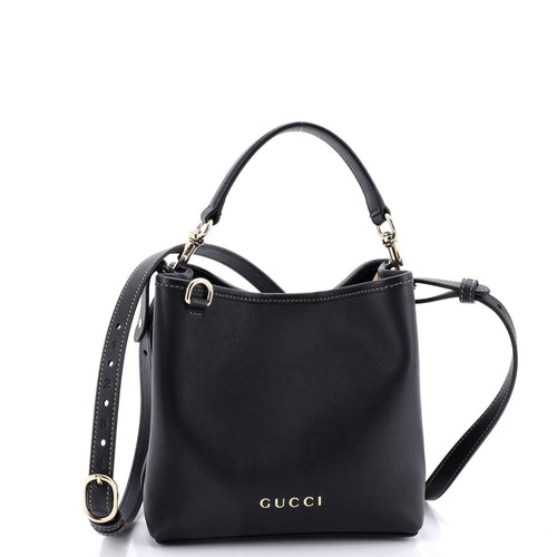 GUCCI Emblem Bucket Bag Leather Small