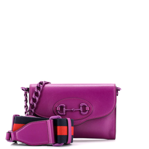 GUCCI Horsebit 1955 Curved Flap Shoulder Bag Leather Mini