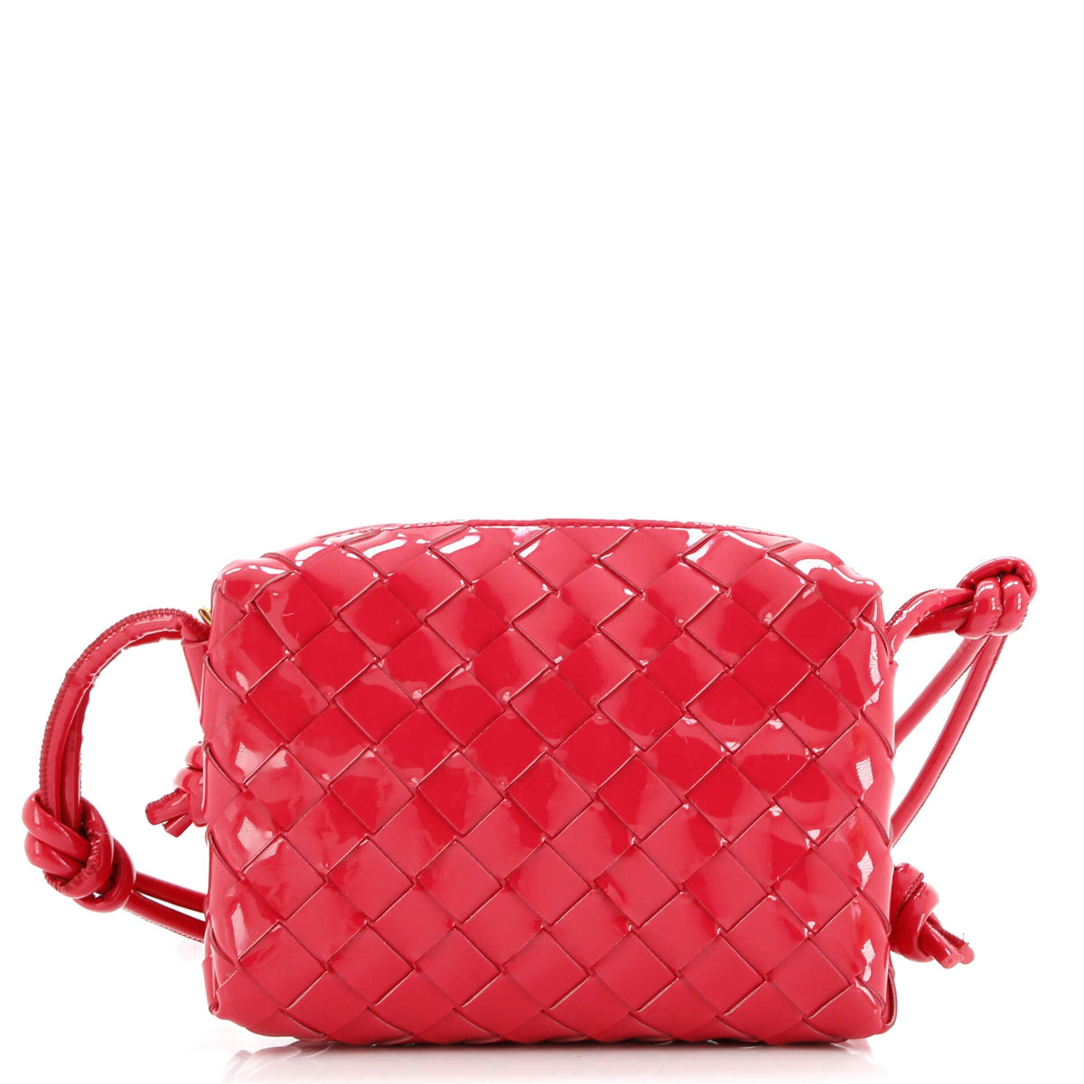 Bottega Veneta Loop Crossbody Bag Intrecciato Patent Mini