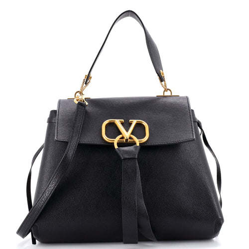 VALENTINO GARAVANI VRing Top Handle Satchel Leather Small