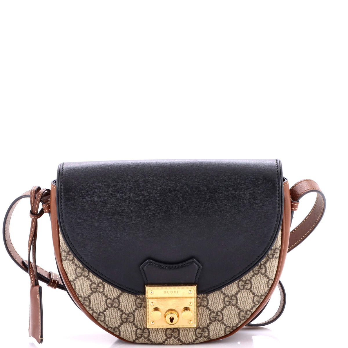 Gucci GUCCI Padlock Saddle Shoulder Bag GG Coated Canvas and Leather Small