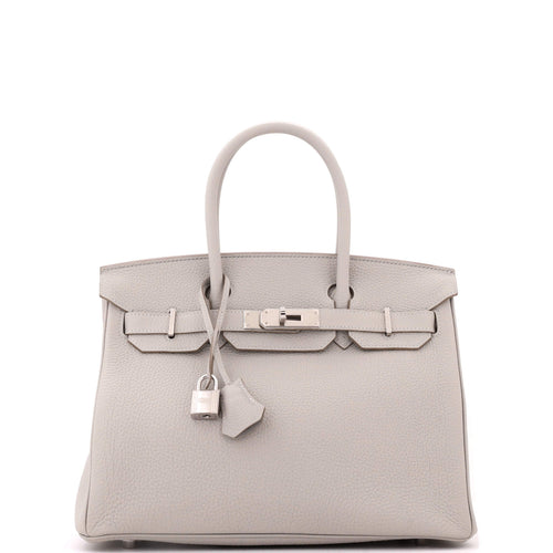 Birkin Handbag Grey Togo with Palladium Hardware 30