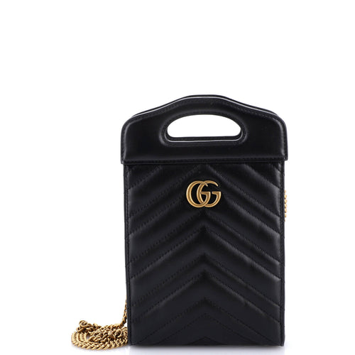 GUCCI GG Marmont Top Handle Convertible Chain Tote Matelasse Leather Mini