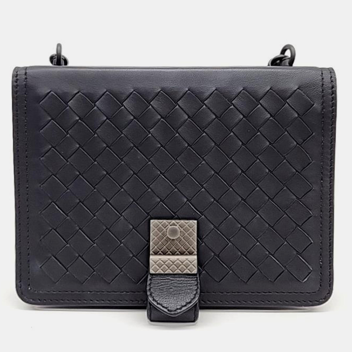 Bottega Veneta Black Nappa Intrecciato Small Runway Shoulder Bag