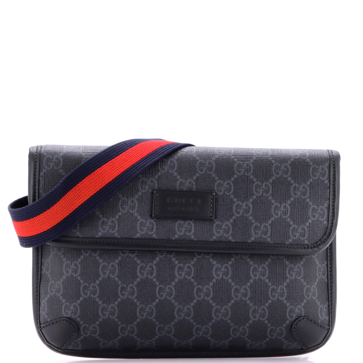 Gucci GUCCI Web Flap Belt Bag GG Coated Canvas