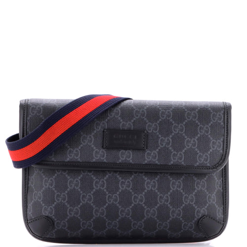 GUCCI Web Flap Belt Bag GG Coated Canvas