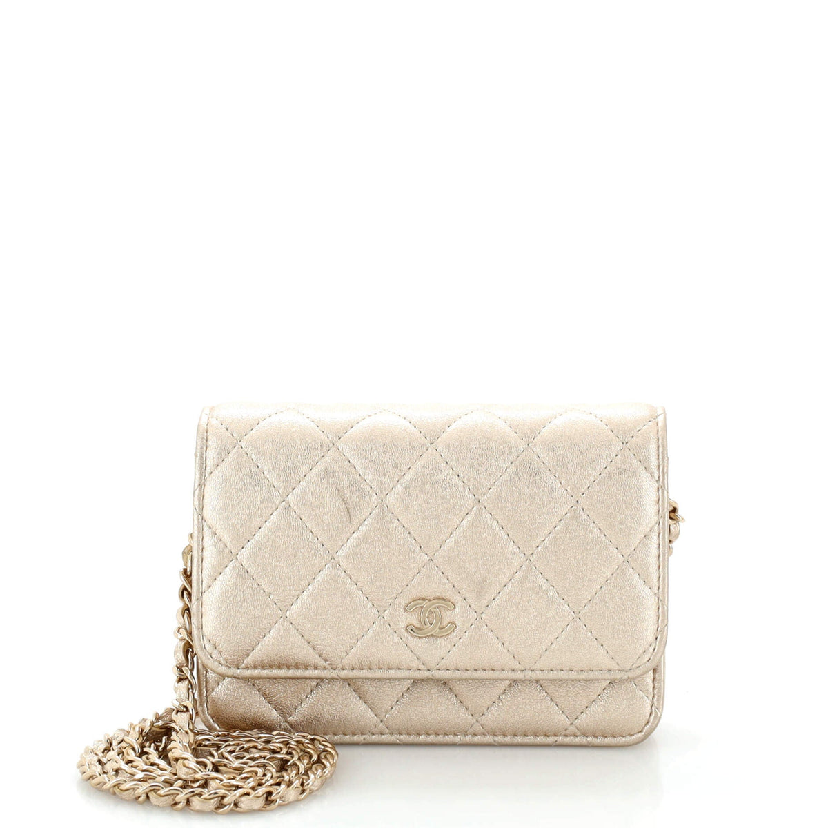 Chanel CHANEL Wallet on Chain Quilted Metallic Lambskin Mini