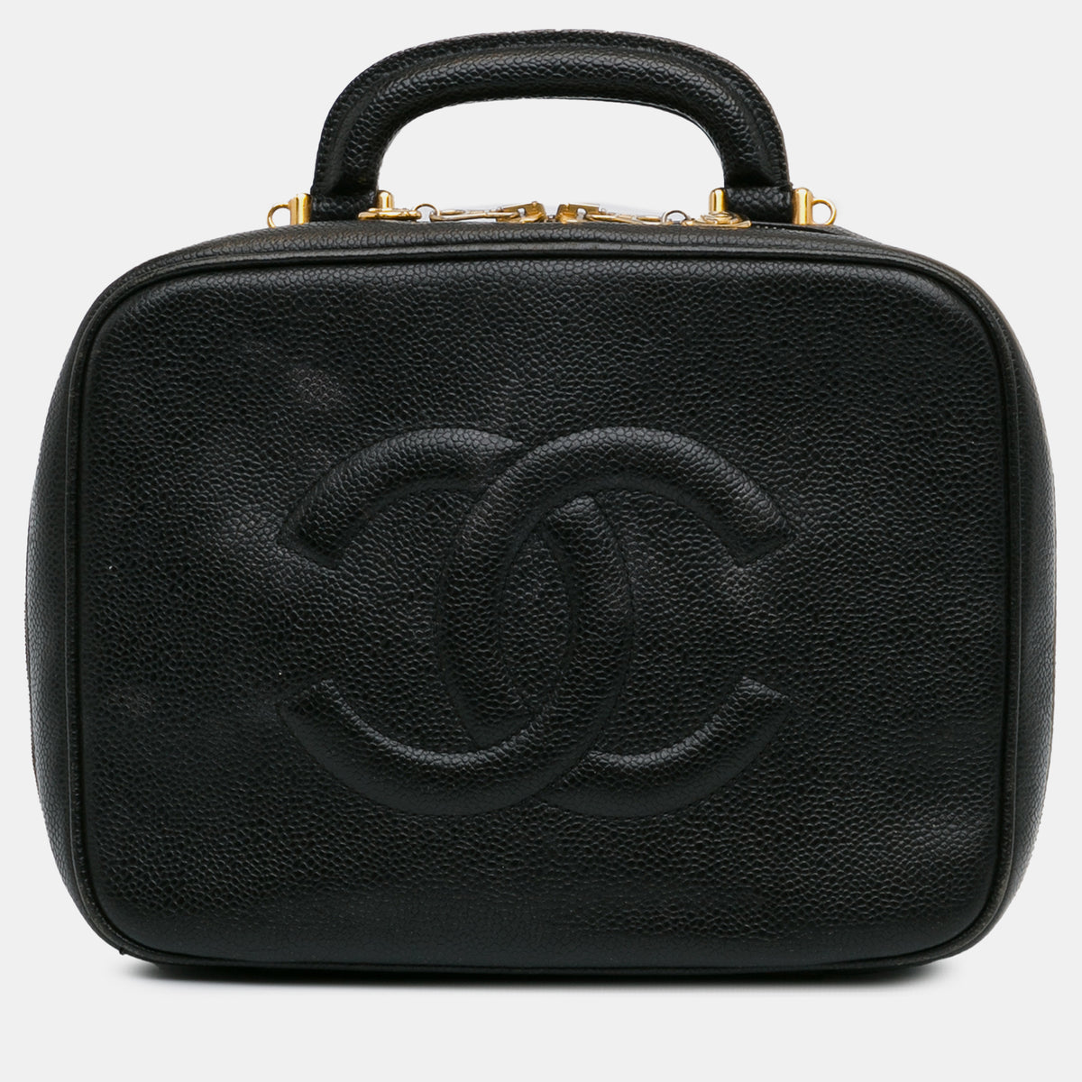 Chanel Black Caviar Leather Vanity Case Bag