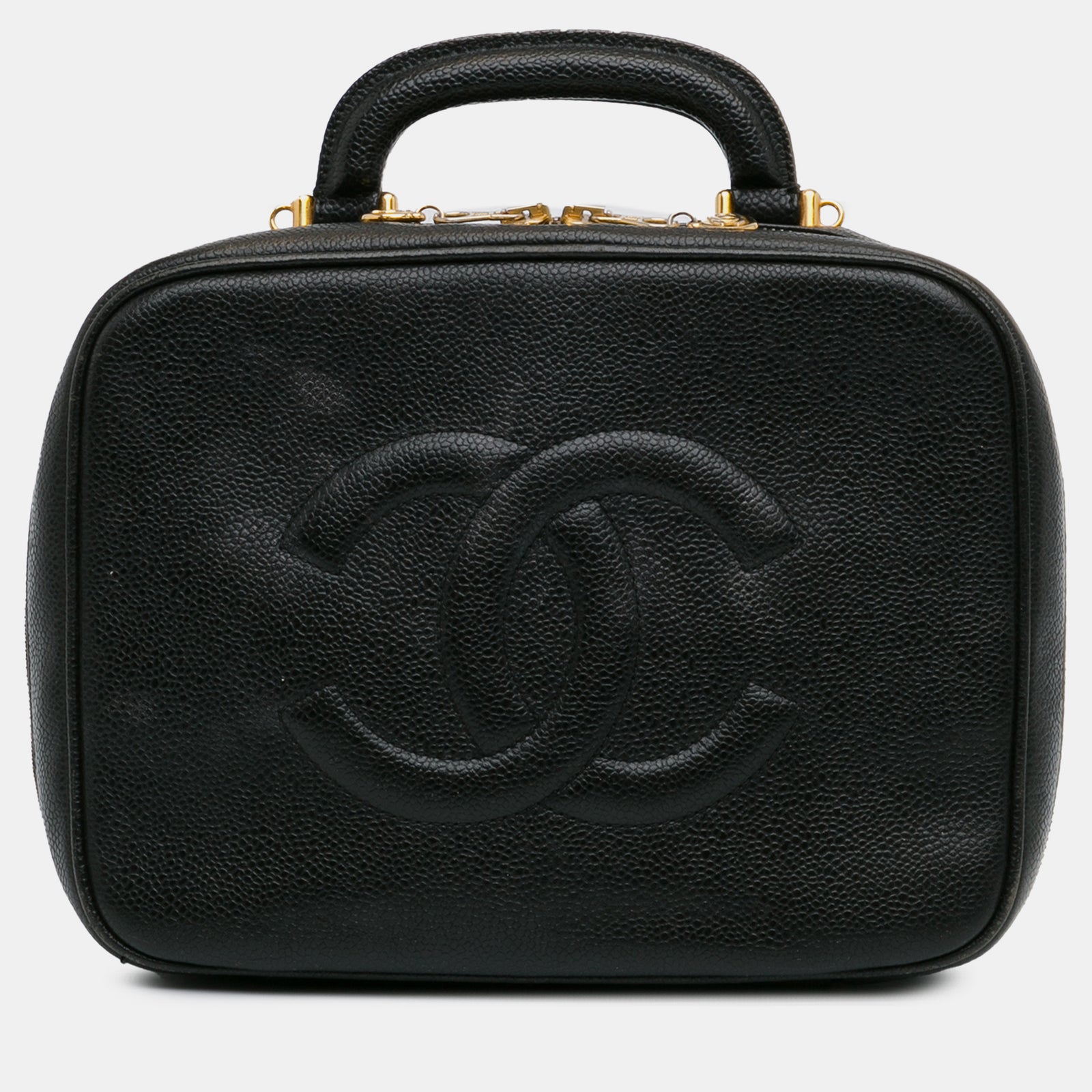 Chanel Black Caviar Leather Vanity Case Bag