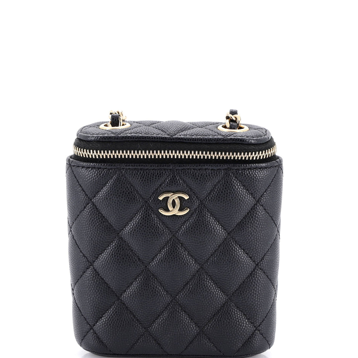 Chanel CHANEL Vertical Classic Vanity Case with Chain Quilted Caviar Mini