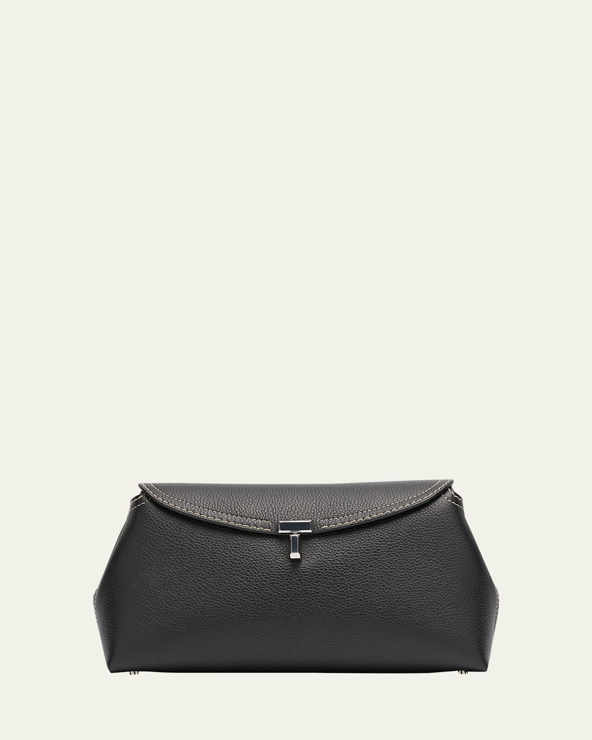 Toteme T-Lock Clutch Bag in Pebble Grain Leather