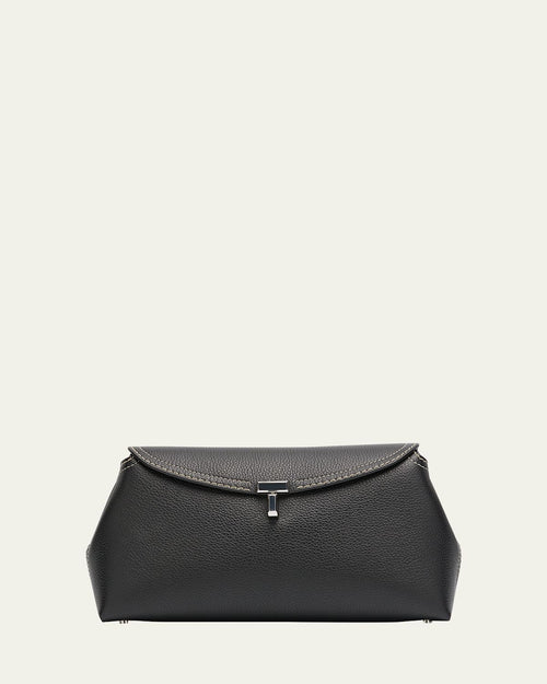 T-Lock Clutch Bag in Pebble Grain Leather
