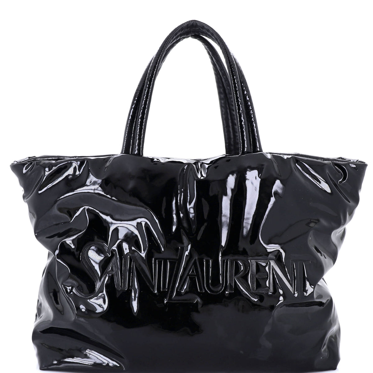 Saint Laurent Logo Tote Padded Patent Leather Maxi