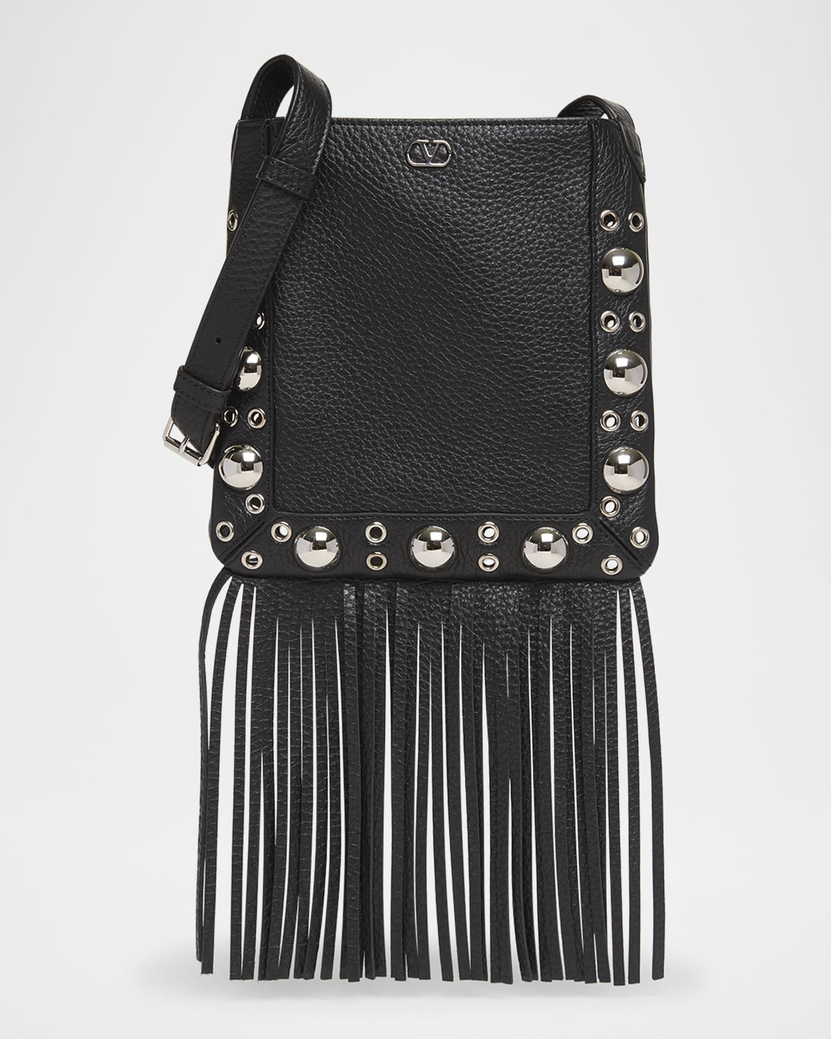 Valentino Nellcote Small Fringe Studded Leather Crossbody Bag