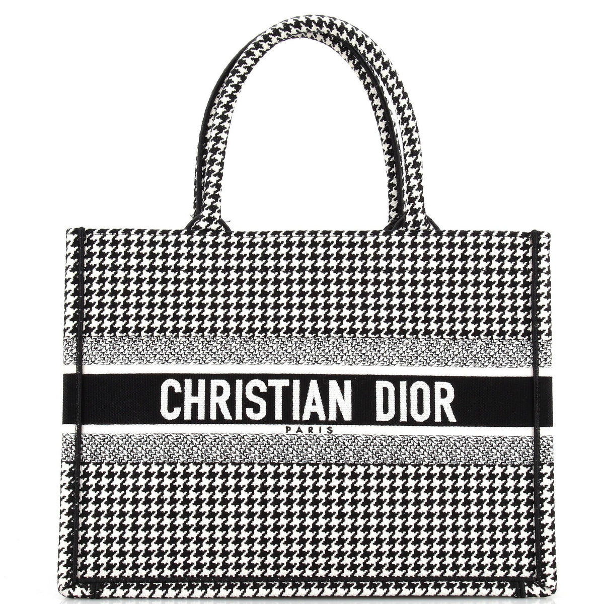 Christian Dior Book Tote Houndstooth Canvas Medium
