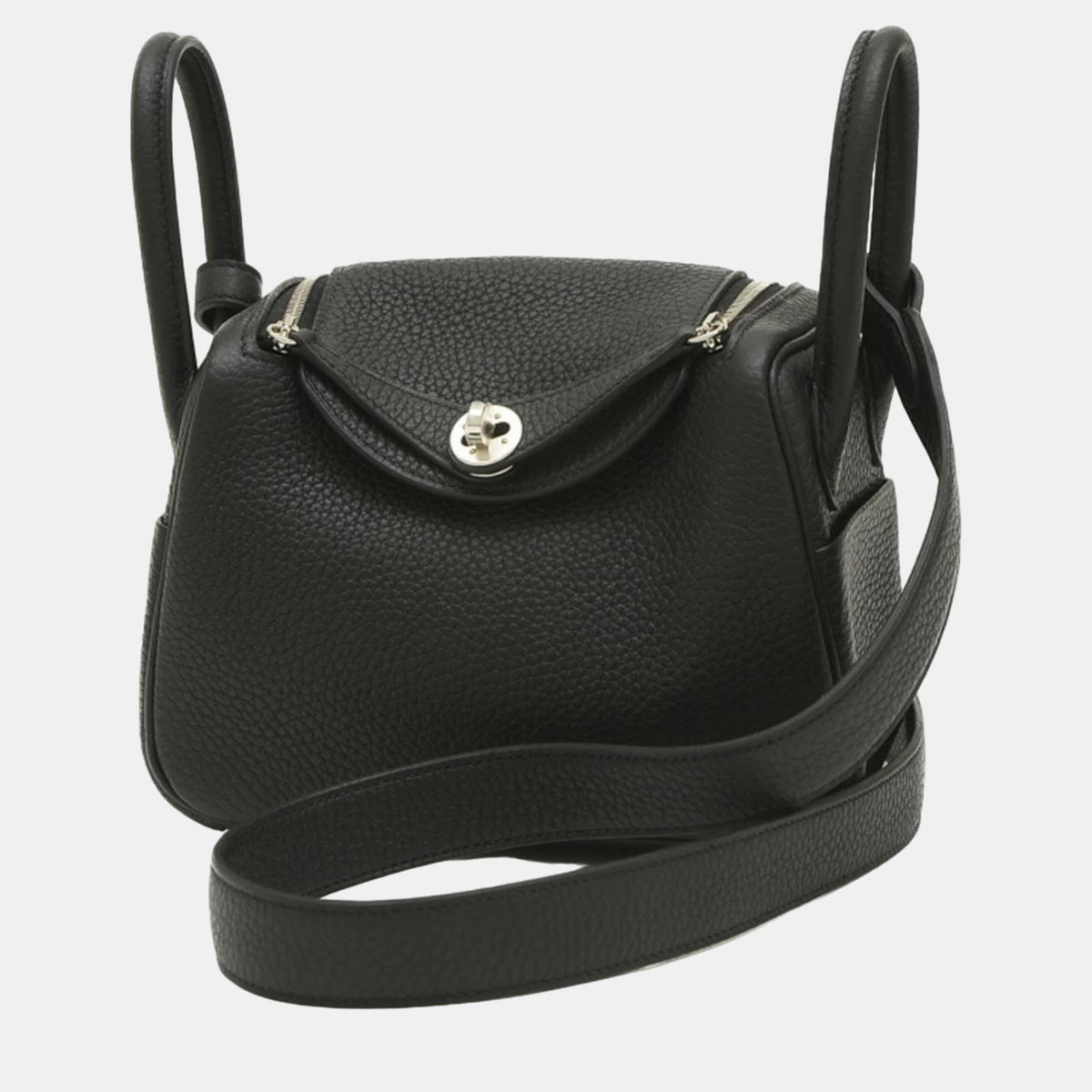 Hermès Black Taurillon Clemence Lindy Shoulder Bag