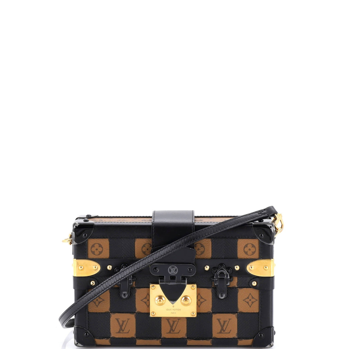 Louis Vuitton Petite Malle Handbag Damier Tressage Monogram Canvas and Leather