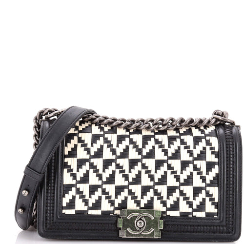 CHANEL Boy Flap Bag Woven Calfskin Old Medium