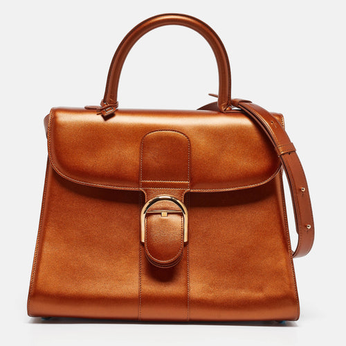 Metallic Bronze Leather Brillant Sellier GM Top Handle Bag