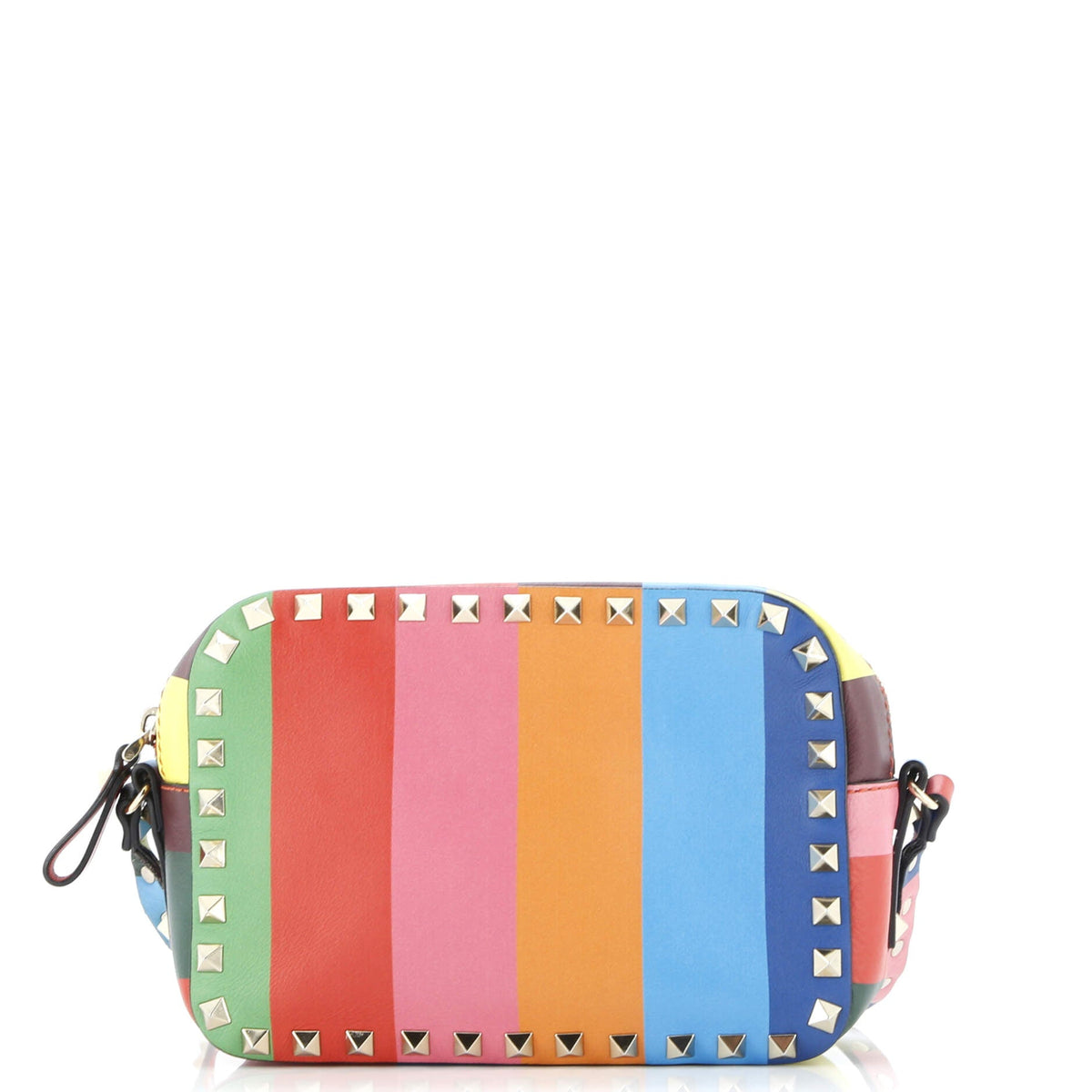 Valentino VALENTINO GARAVANI Rockstud 1973 Camera Crossbody Bag Striped Leather