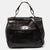 Black Python Flap Buckle Top Handle Bag