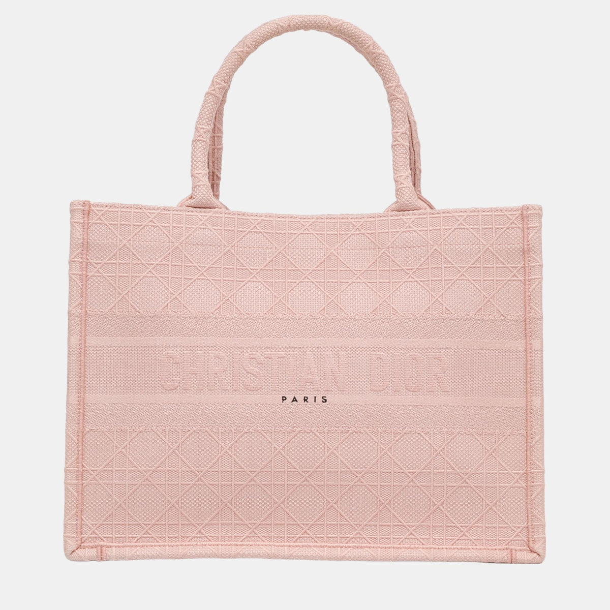 Dior Pink Medium Cannage Embroidered Book Tote