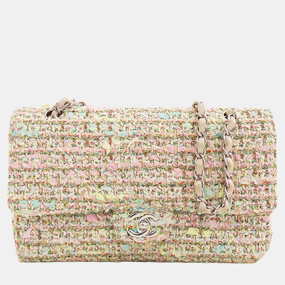 Chanel Multicolour Medium Classic Tweed Double Flap
