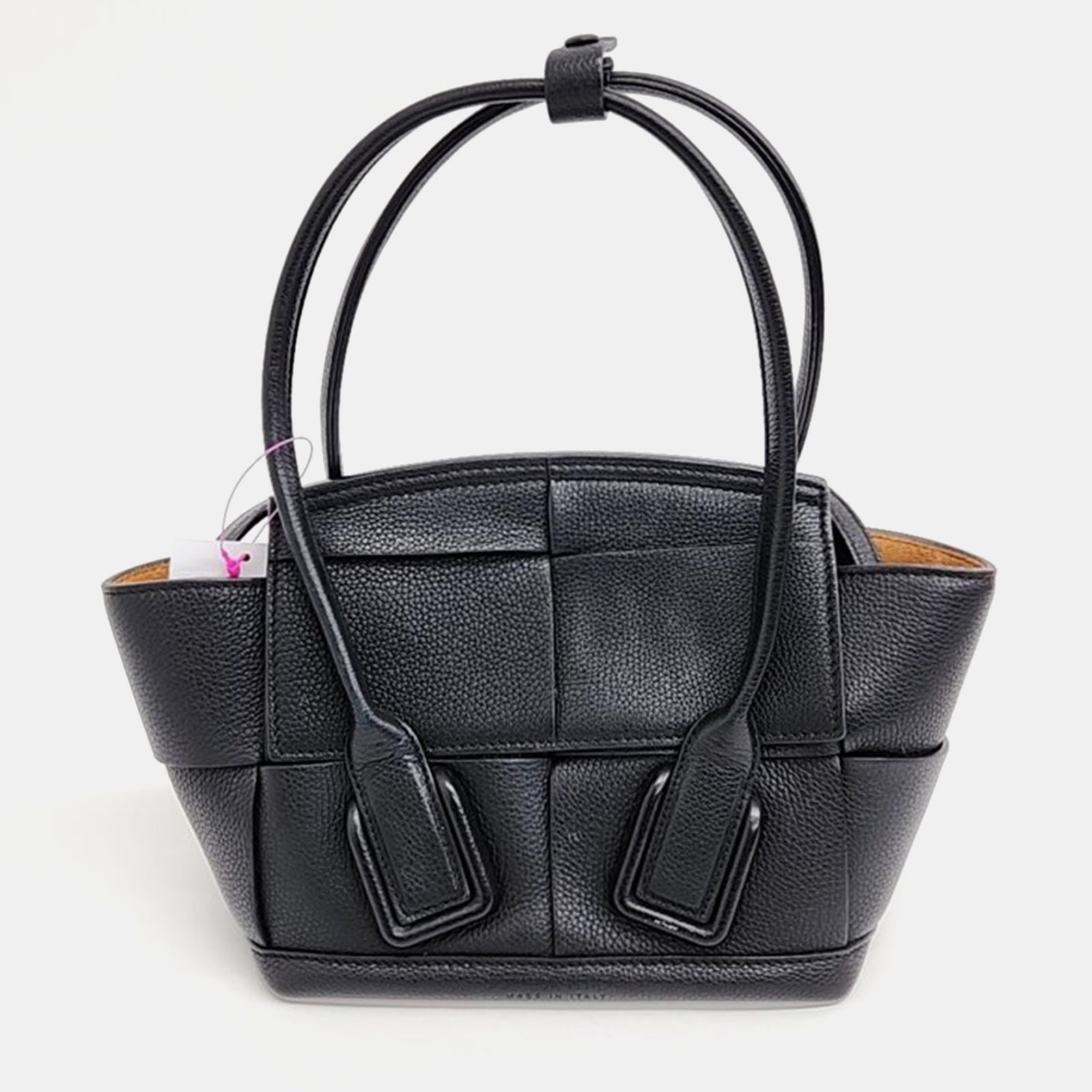 Bottega Veneta Black Leather Mini Arco Top Handle Bag