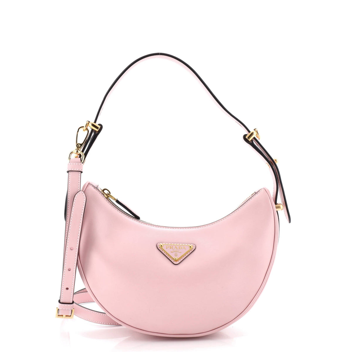 Prada PRADA Arque Half Moon Hobo Leather Small