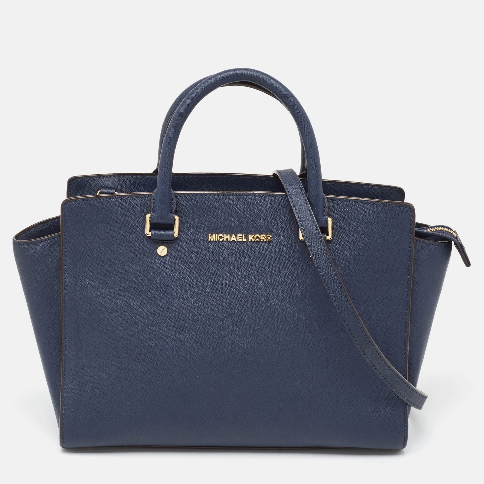 Michael Kors Navy Blue Saffiano Leather Large Selma Tote