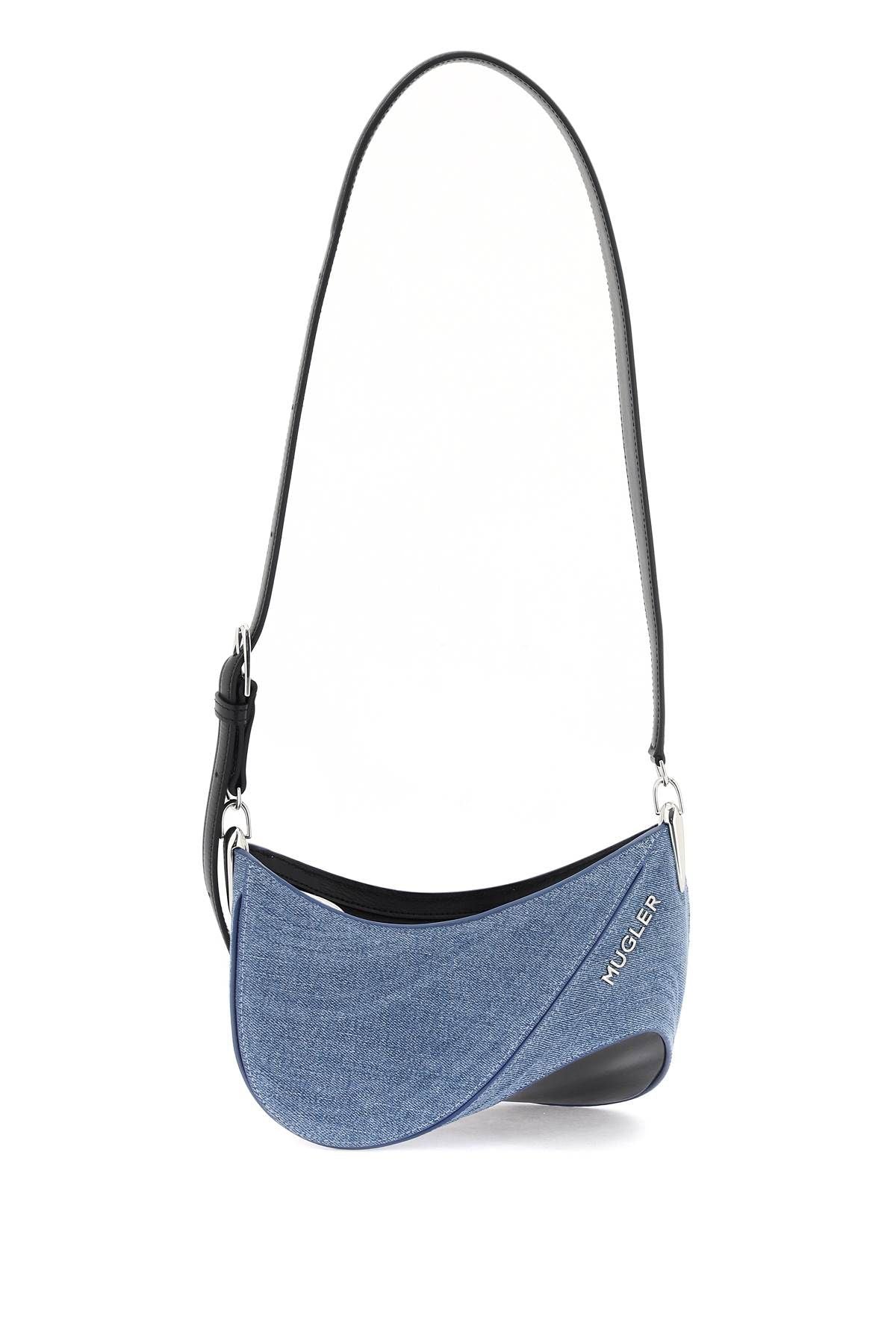 Mugler Kleine Schultertasche „Spiral Curve 01“ aus Denim