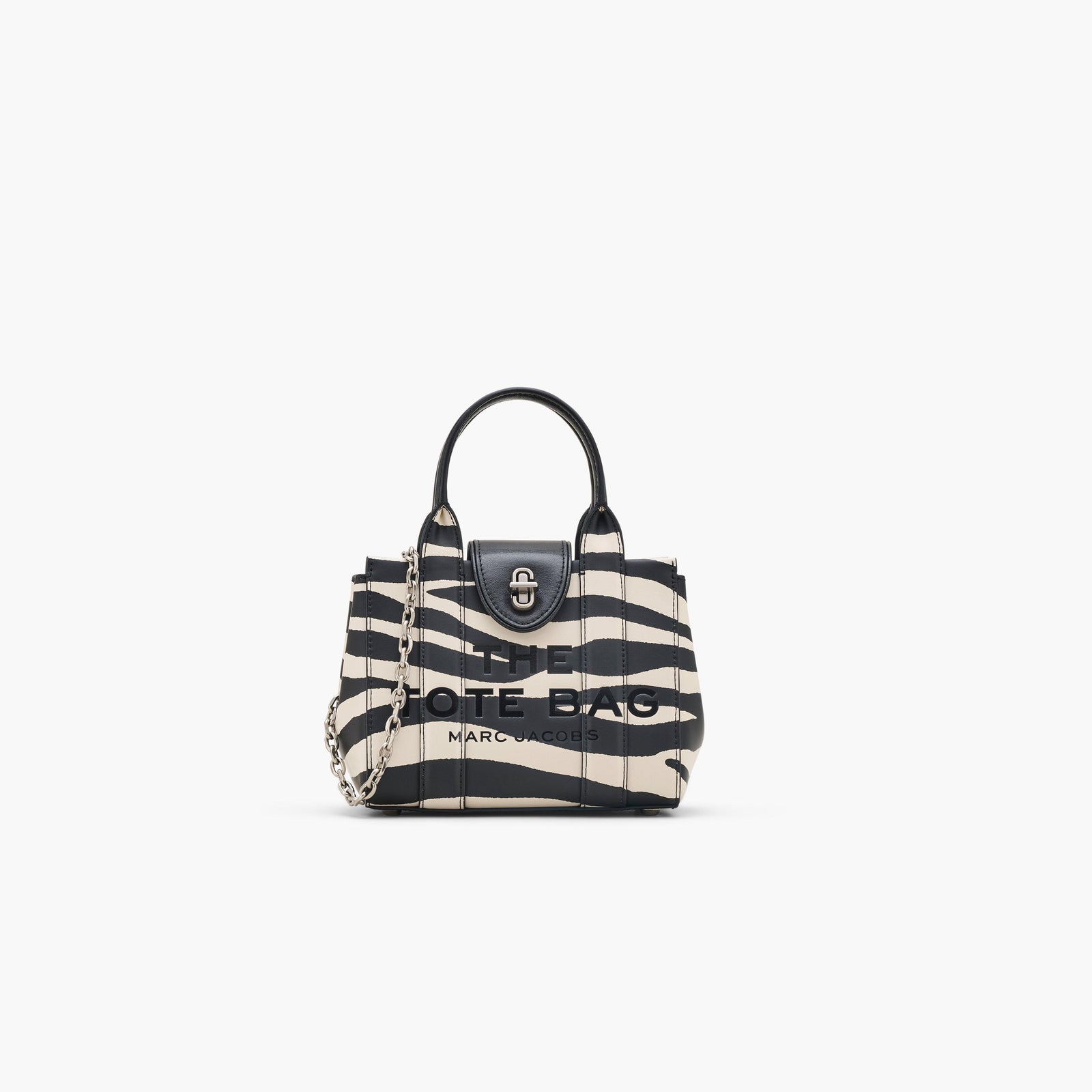 Marc Jacobs Le sac fourre-tout à bandoulière Zebra Turnlock en noir/blanc