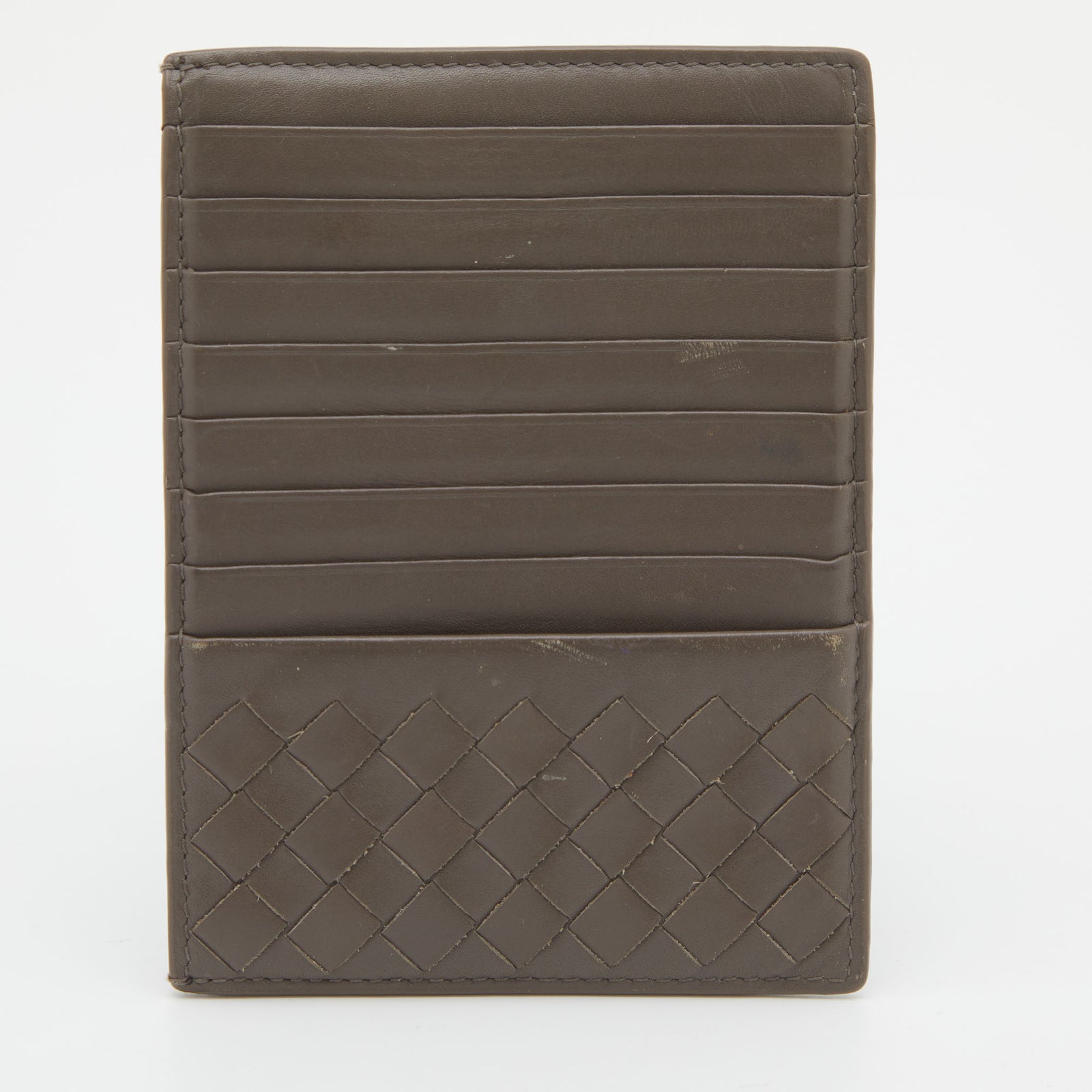 Bottega Veneta Grey Intrecciato Leather Card Holder