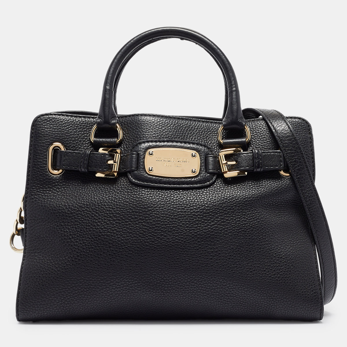 Michael Kors Black Leather East/West Hamilton Tote