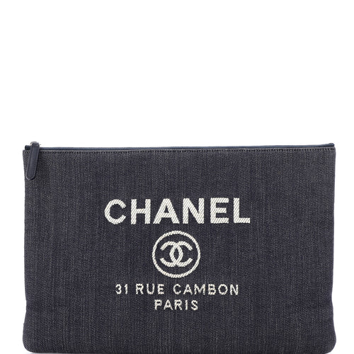 CHANEL Deauville Pouch Denim Large
