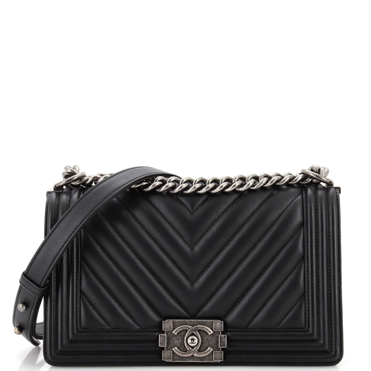 Chanel CHANEL Boy Flap Bag Chevron Lambskin Old Medium