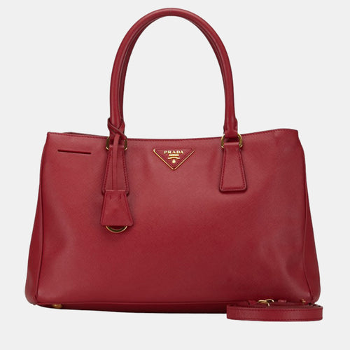 Red Leather Galleria Tote Bag