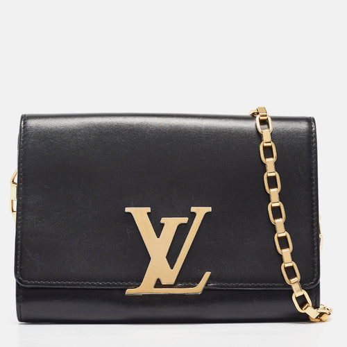 Black Leather Chain Louise GM Bag