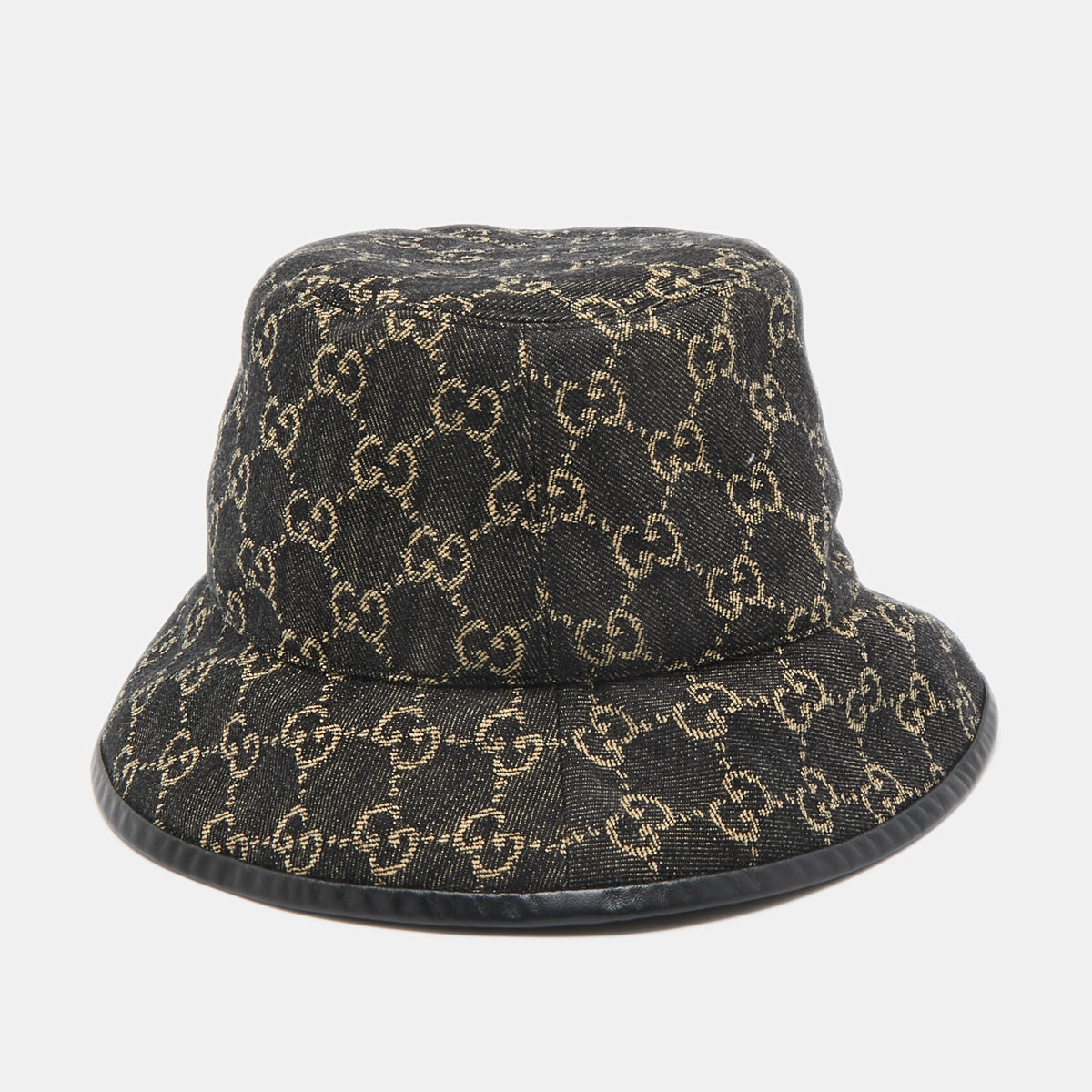 Gucci Black GG Web Denim Bucket Hat