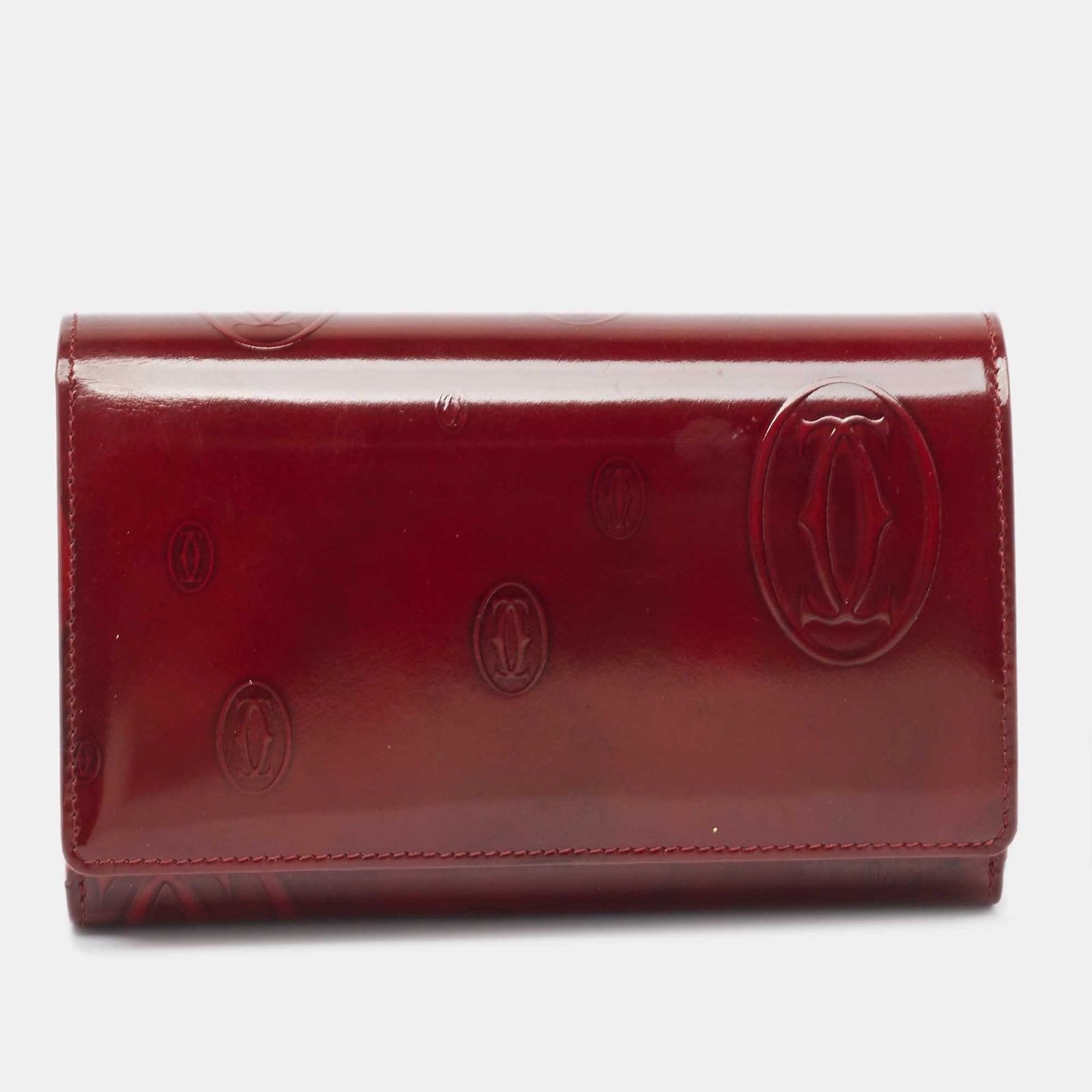 Cartier Burgundy Patent Leather Happy Birthday Continental Wallet