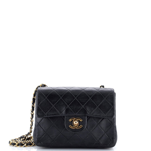 CHANEL Vintage Square Classic Single Flap Bag Quilted Lambskin Mini