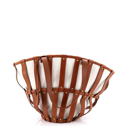 Beatrix Panier Cut Out Tote Canvas with Leather