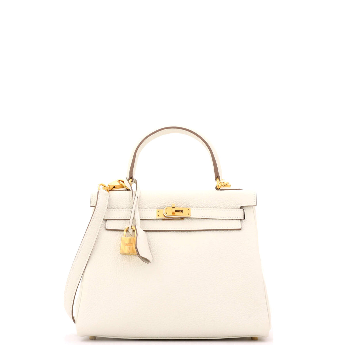 Herm?s Kelly Handbag Light Togo with Gold Hardware 25