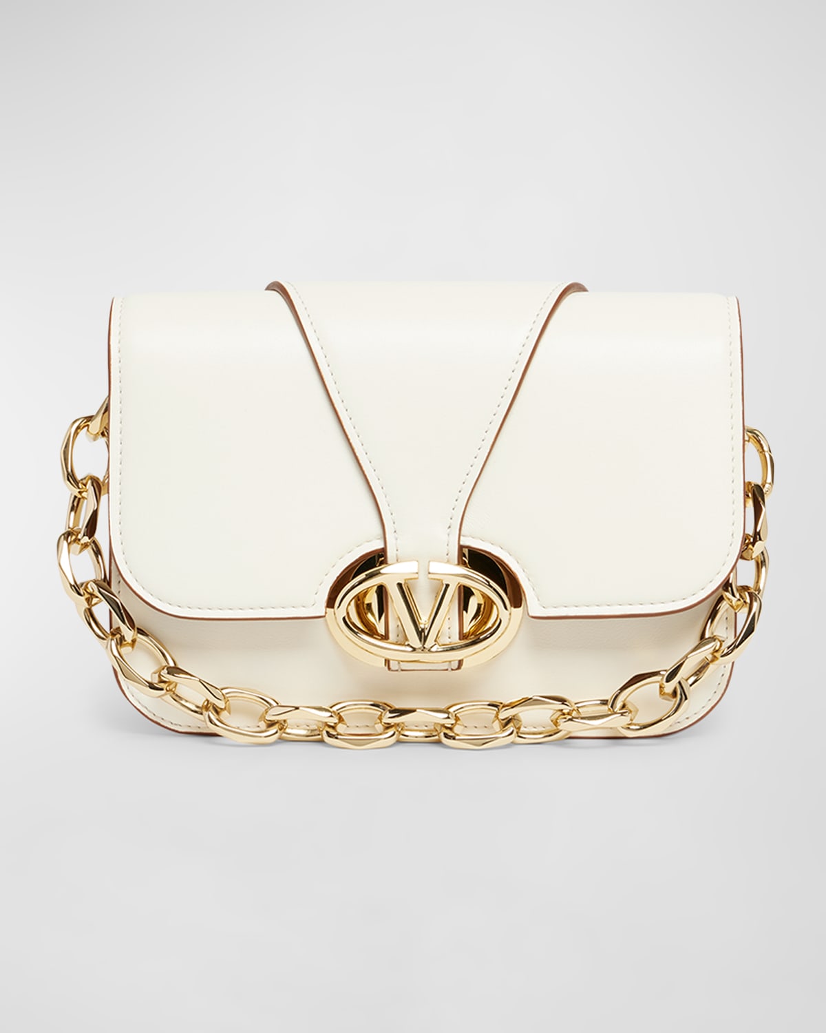 Valentino Small VLOGO Flap Leather Shoulder Bag