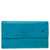 Turquoise Leather CC Camellia Flap Continental Wallet