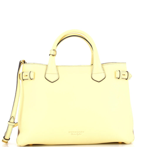 Banner Tote Leather and House Check Canvas Medium