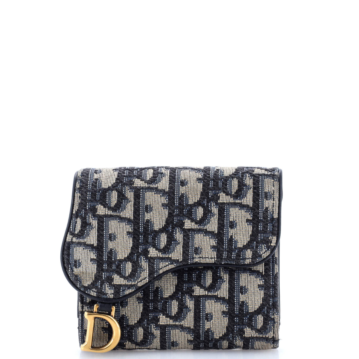 Christian Dior Saddle Flap Wallet Oblique Canvas Mini