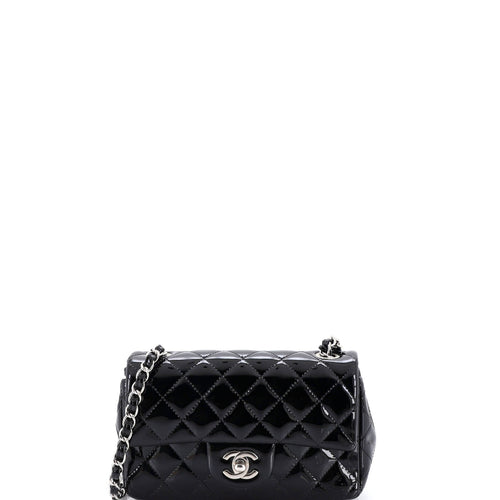 CHANEL Classic Single Flap Bag Quilted Patent Mini